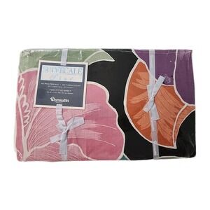 NEW/VTG Wamsutta TAHITI Colorful Birds Flowers Black Purple TWIN FITTED Sheet